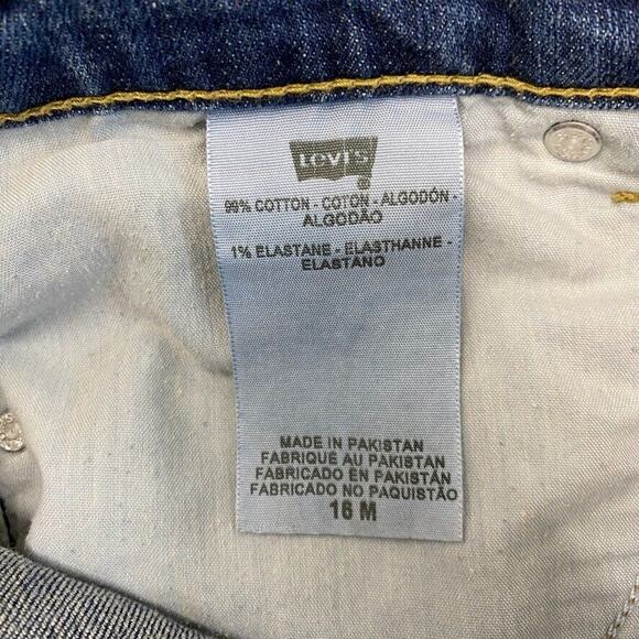 Levi 515 Jeans Womens 16 Medium Blue Denim Boot Cut Distressed 5 Pocket Stretch - Picture 2 of 16
